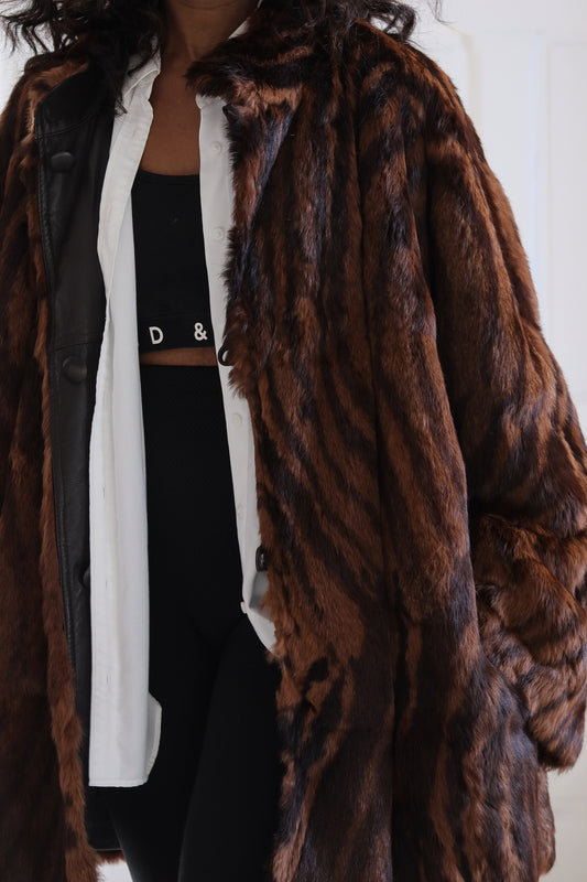 Manteau réversible en fourrure et cuir