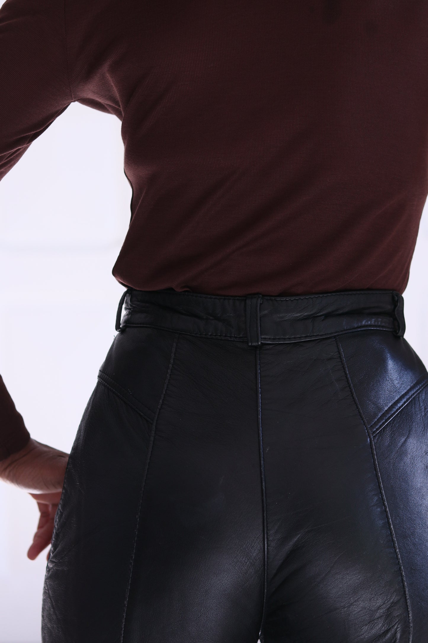 Pantalon cuir taille haute