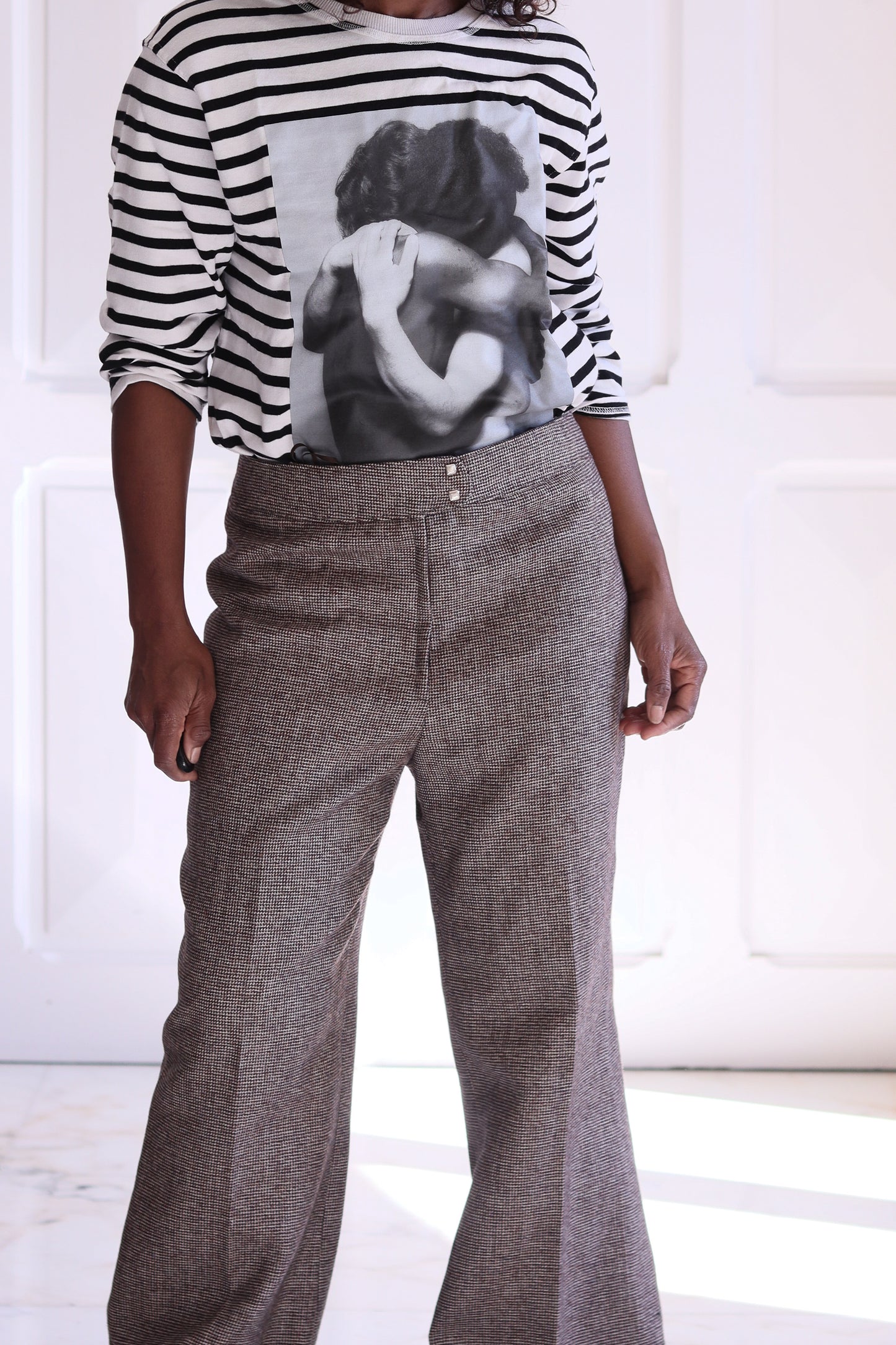 Pantalon taille haute en laine