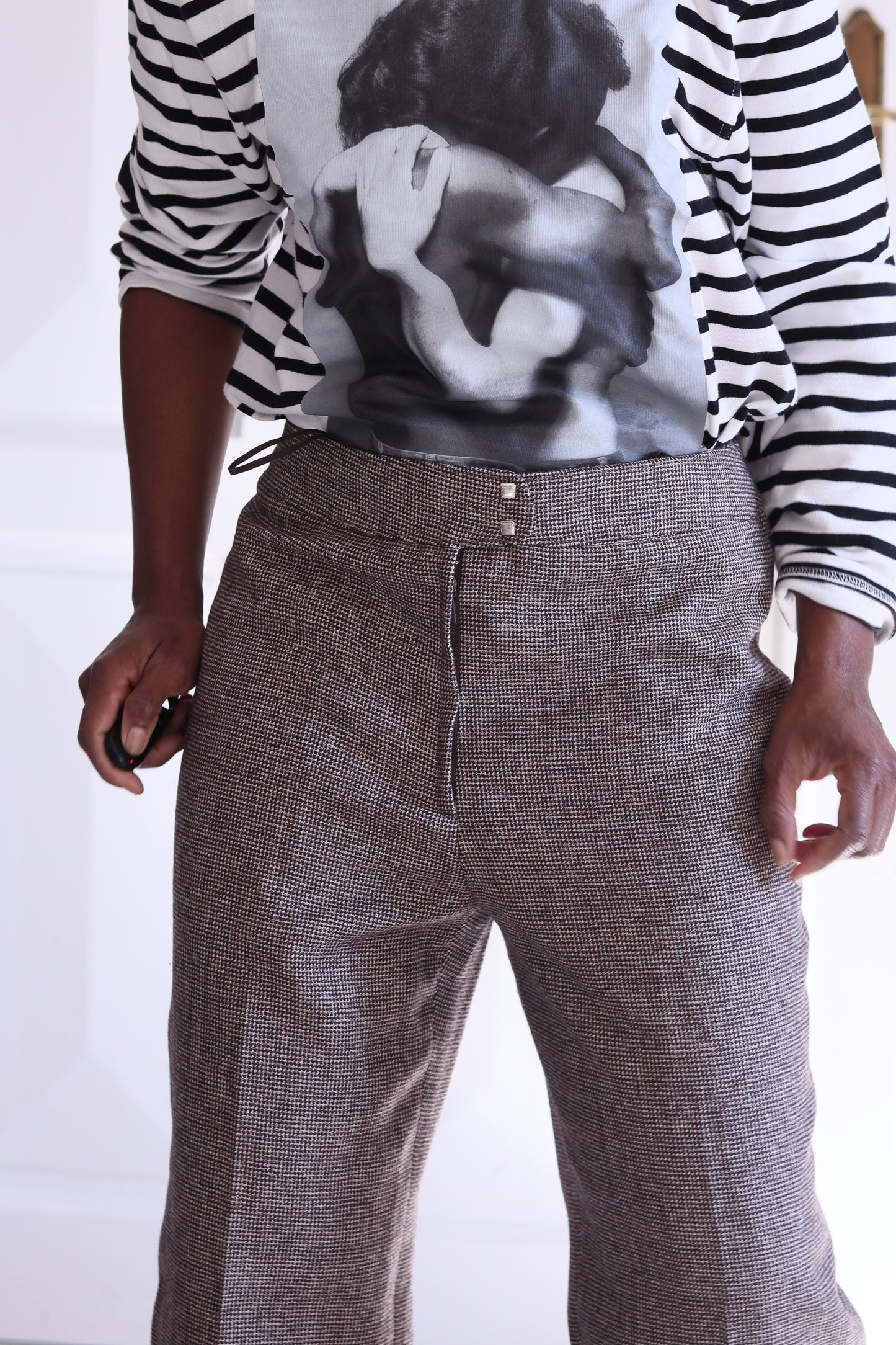 Pantalon taille haute en laine