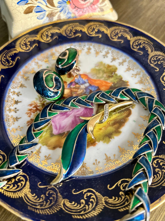 Parure collier ,broches et boucles d'oreilles