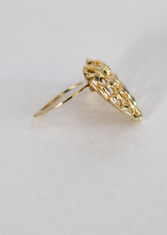 Pince à foulard coeur en métal doré