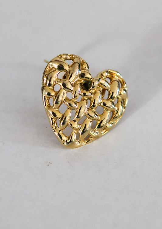 Pince à foulard coeur en métal doré