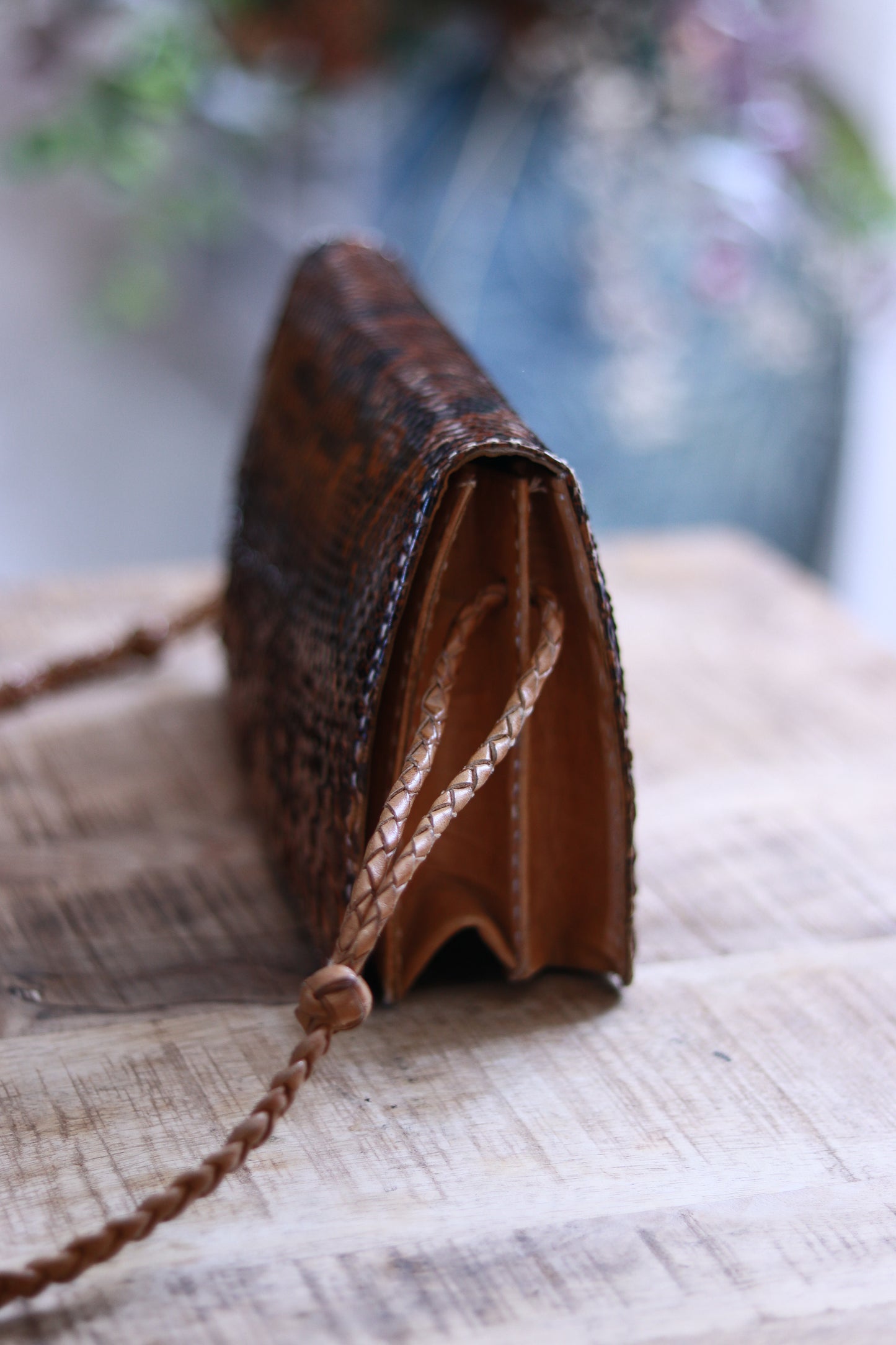 Pochette vintage cuir exotique
