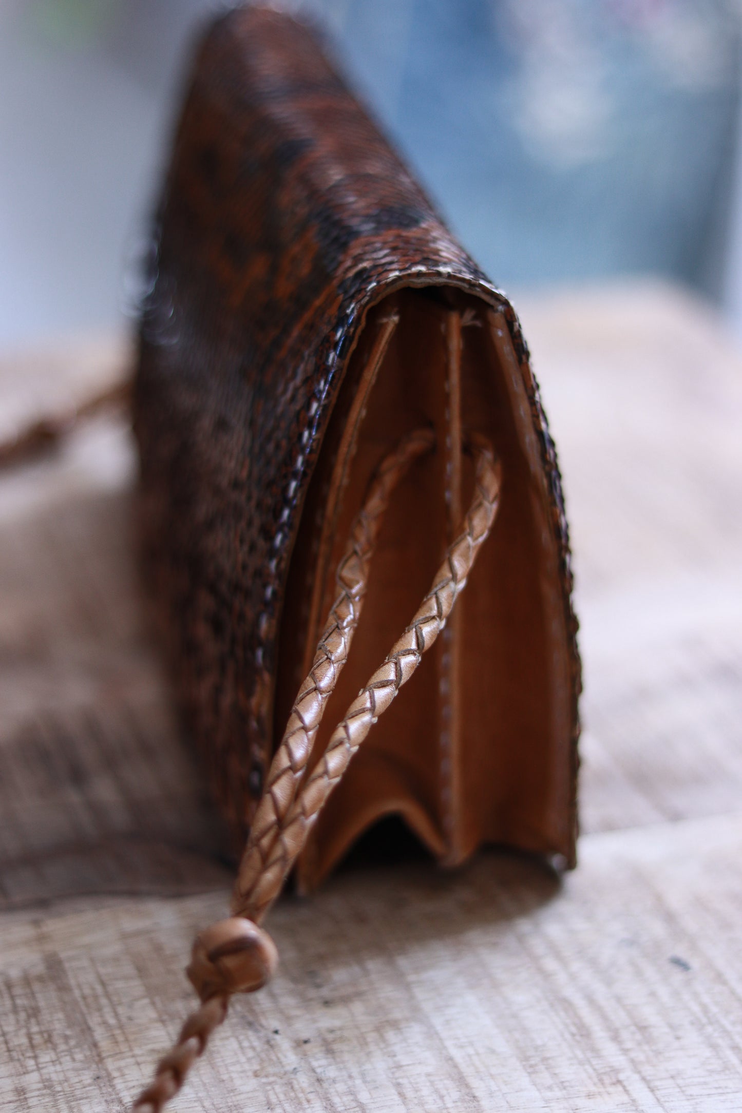 Pochette vintage cuir exotique