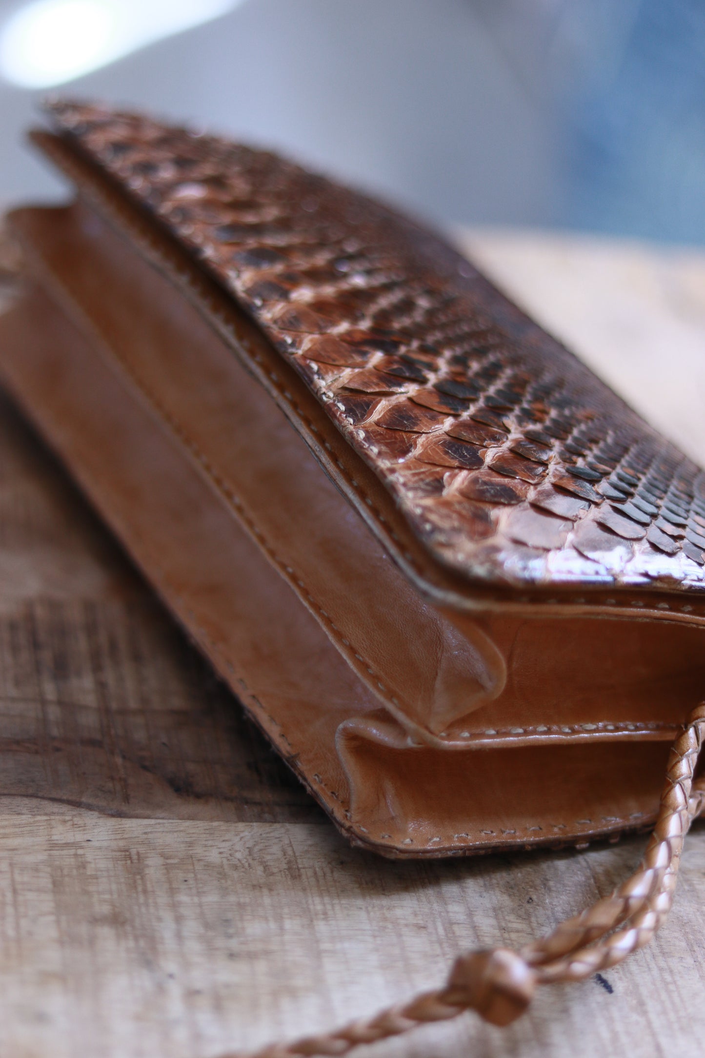Pochette vintage cuir exotique