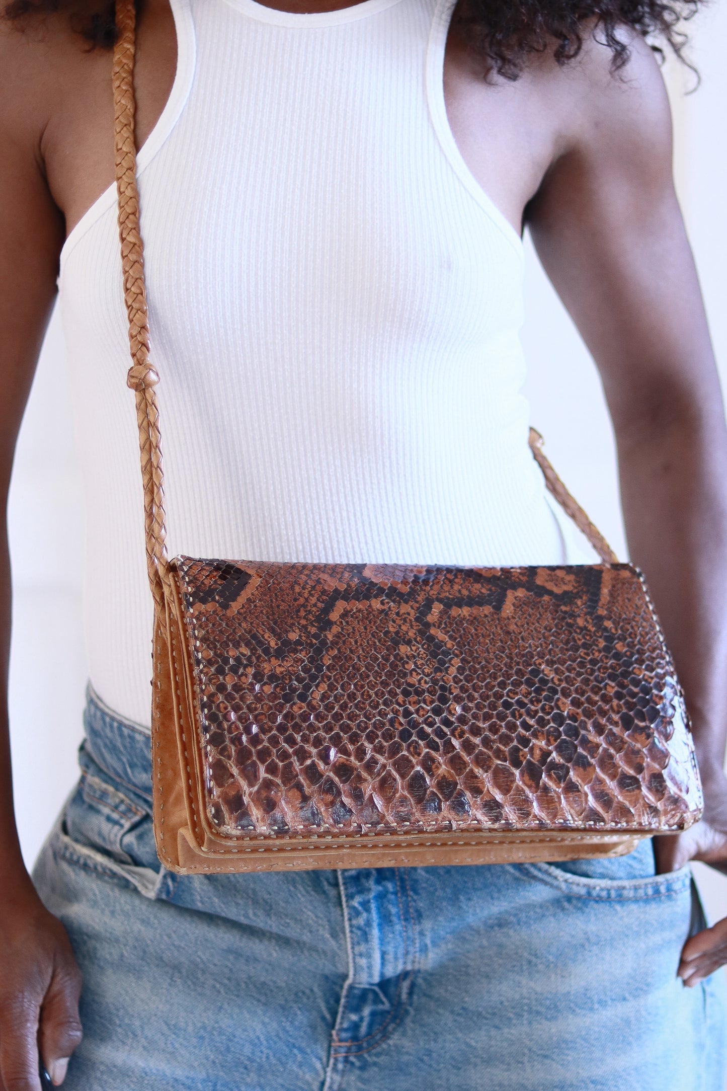Pochette vintage cuir exotique
