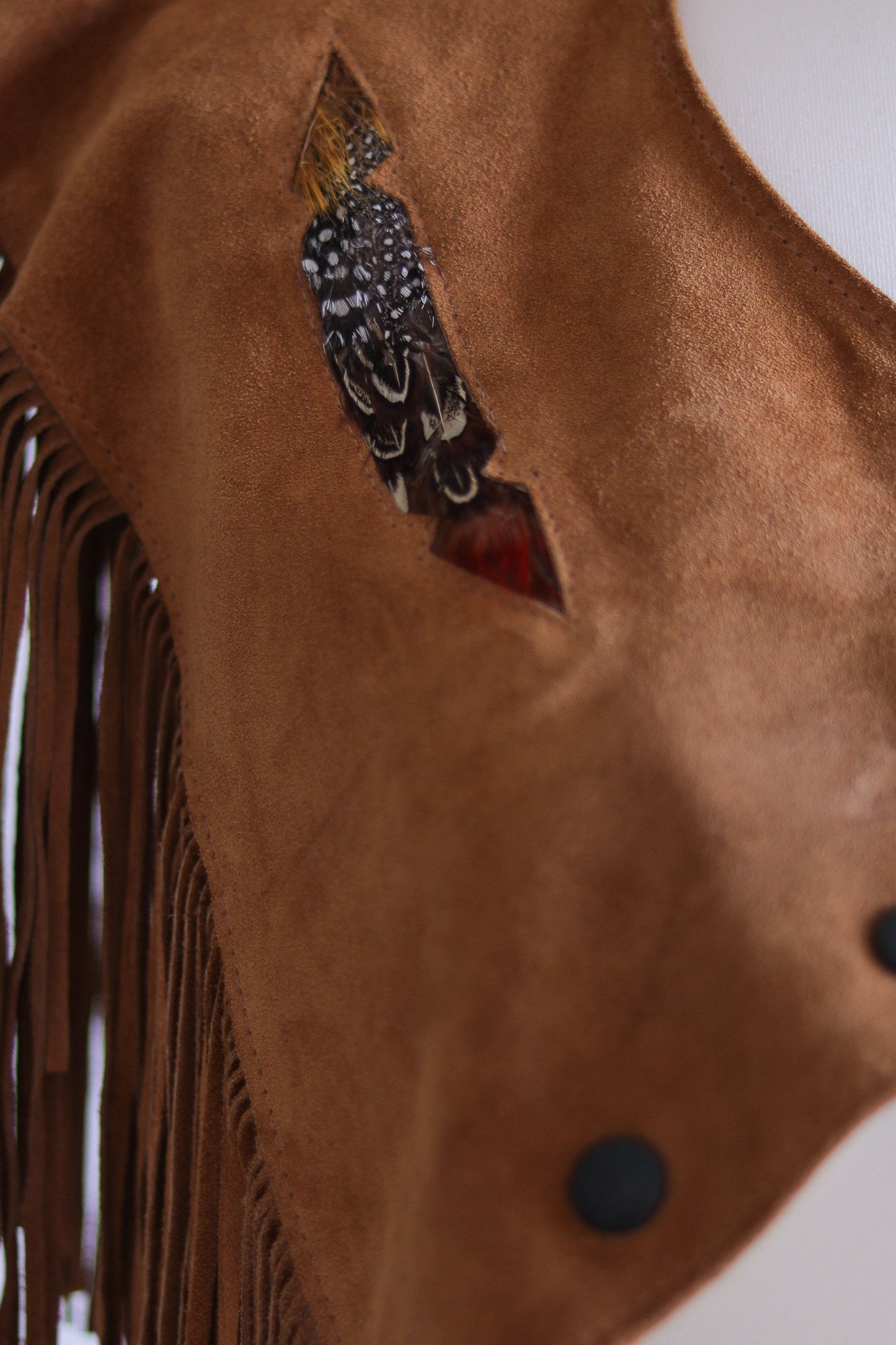 Poncho à franges cuir daim