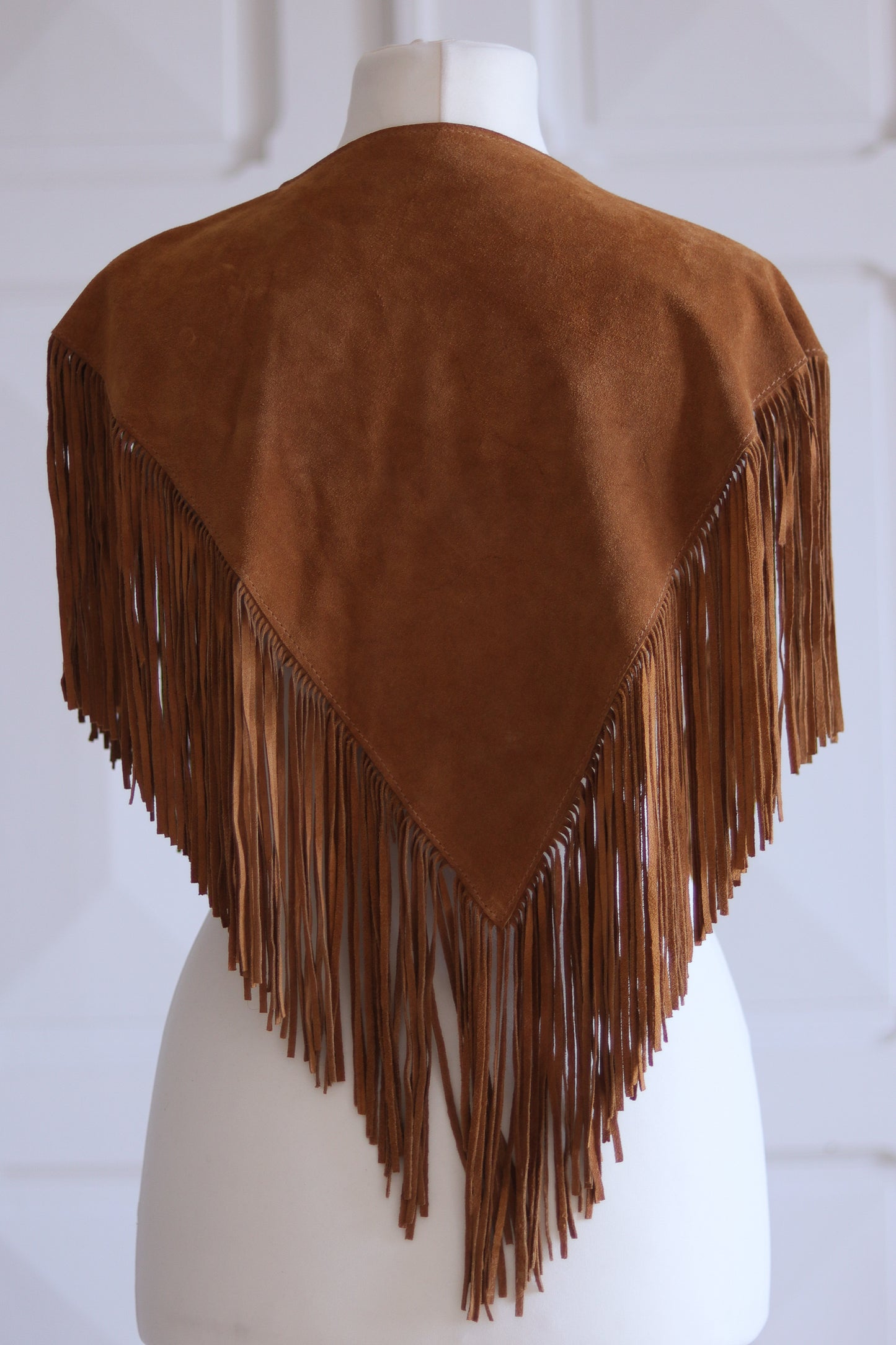 Poncho à franges cuir daim
