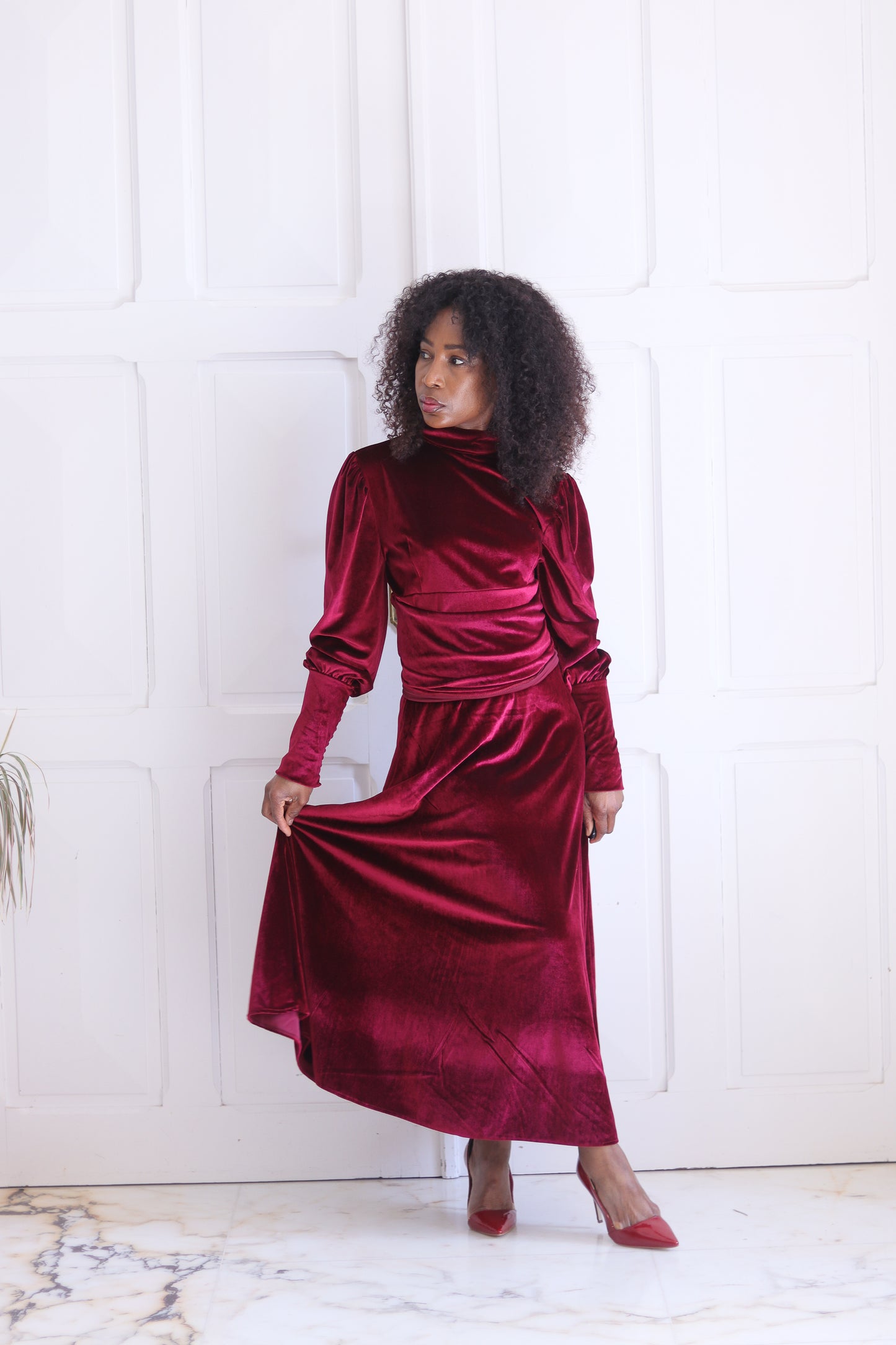 Bella robe cocktail rouge velours