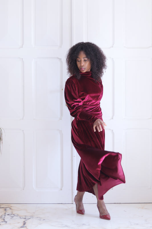 Bella robe cocktail rouge velours