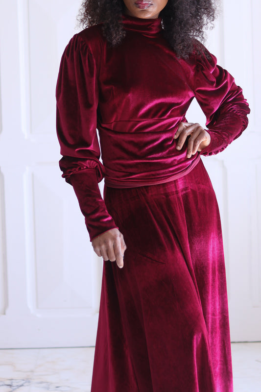 Bella robe cocktail rouge velours