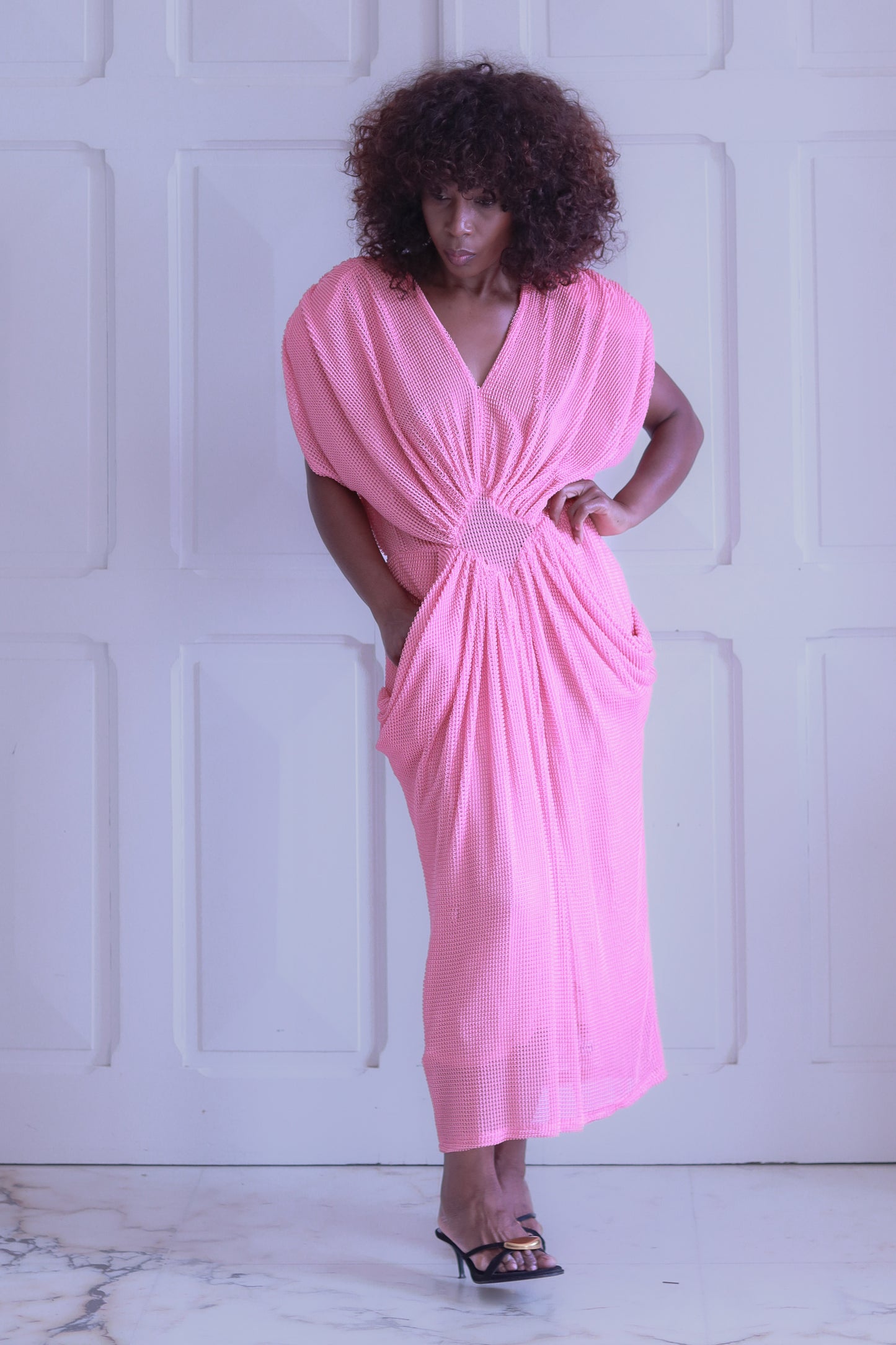 Robe maxi épaulettes vintage