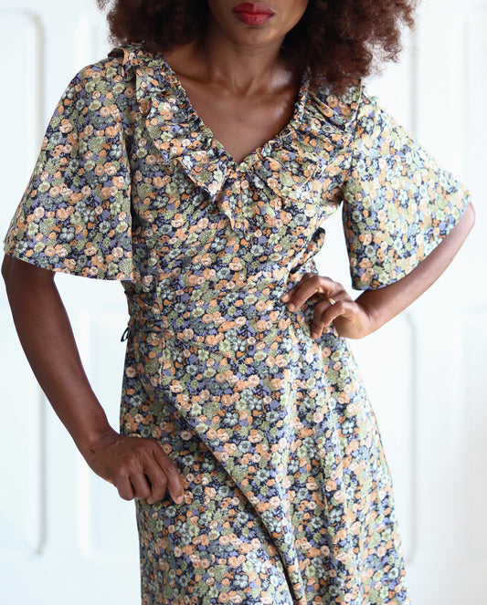 FAIT MAIN longue robe fleurie