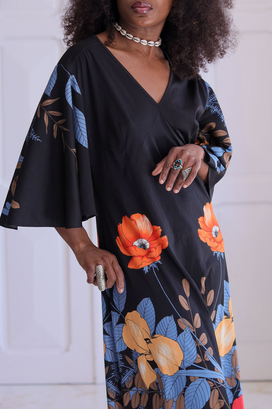 Longue robe vintage à motifs