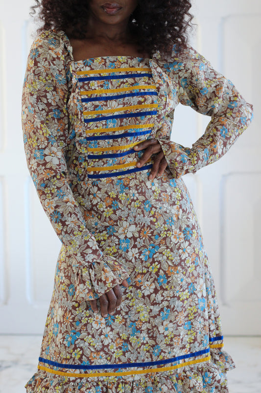 Fait main longue robe seventies