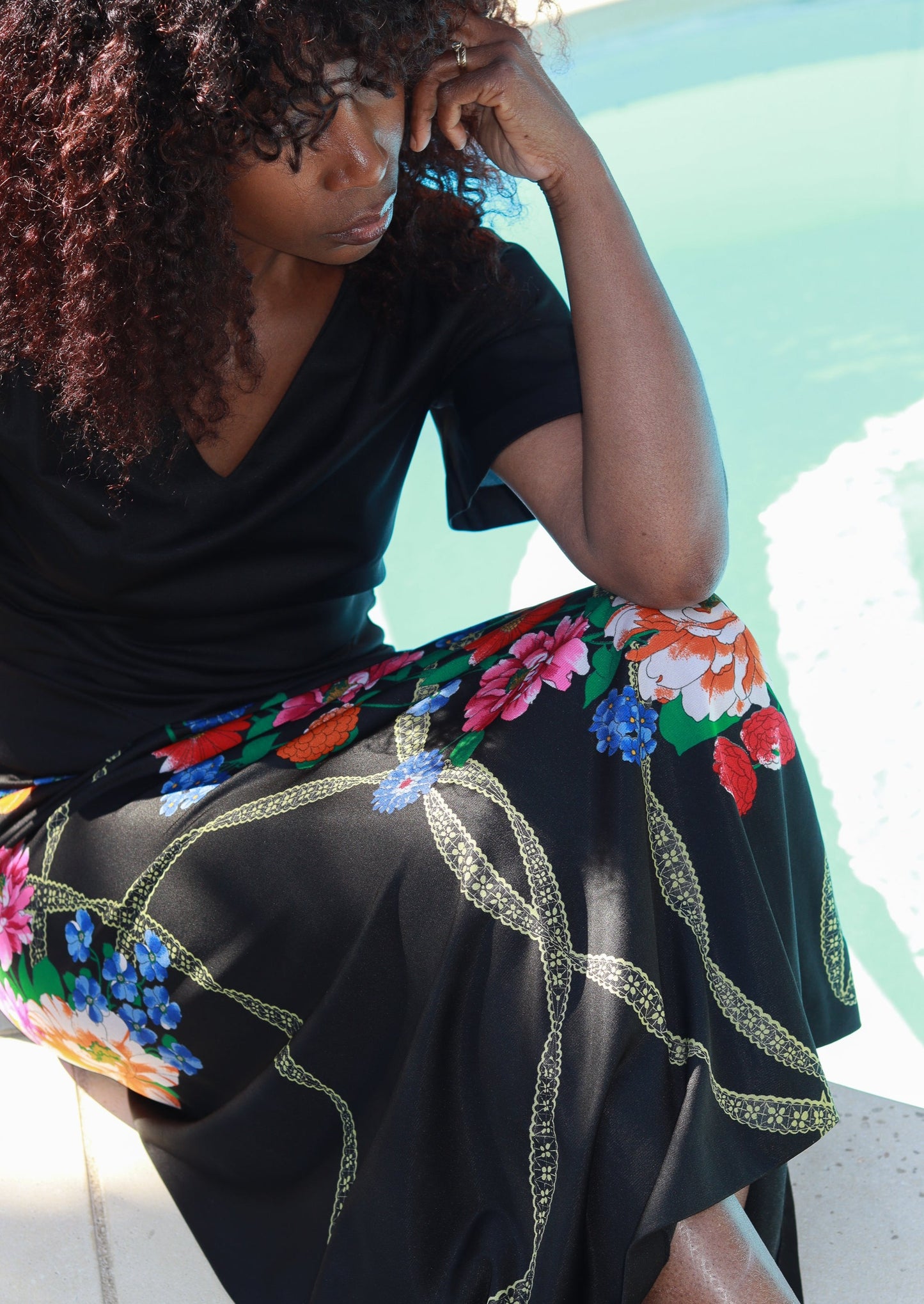 Fait main robe longue fleurie