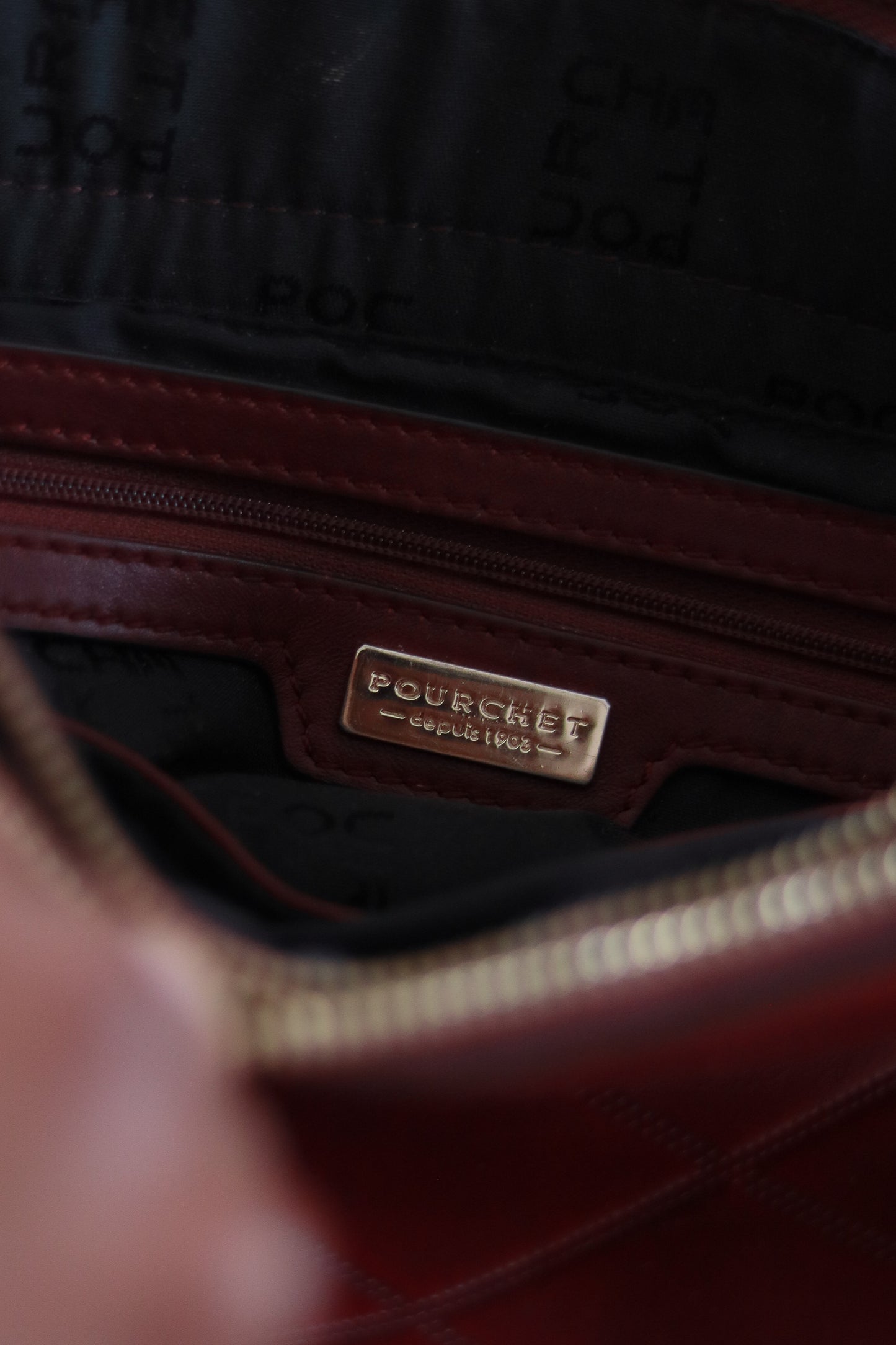Sac en cuir bordeaux Pourchet