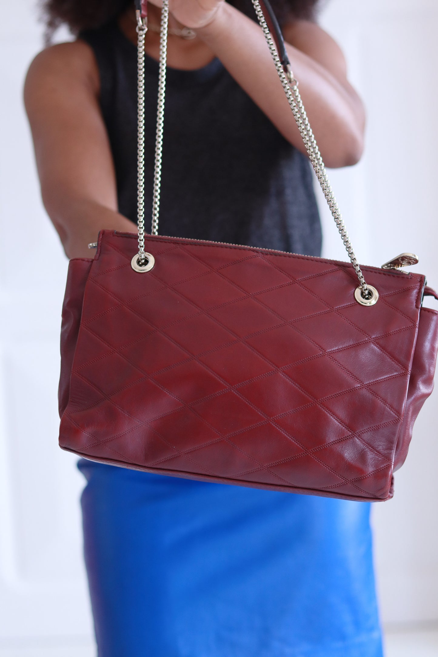 Sac en cuir bordeaux Pourchet