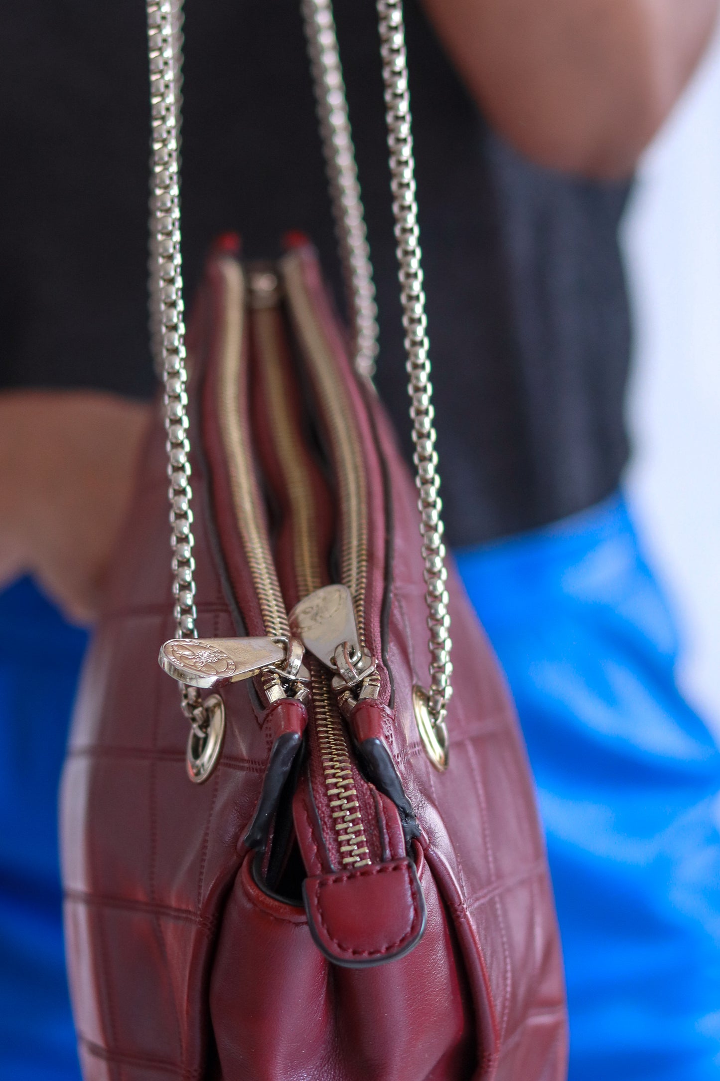Sac en cuir bordeaux Pourchet