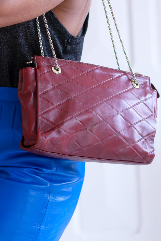 Sac en cuir bordeaux Pourchet