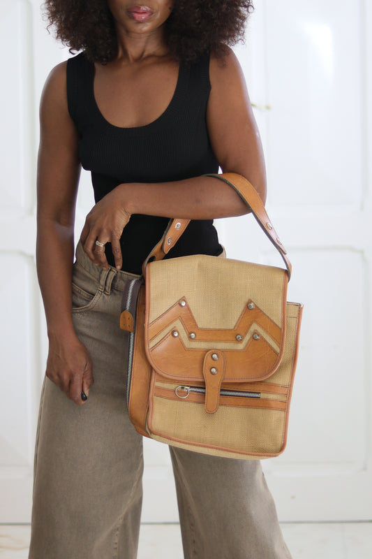 Sacoche vintage en toile de coton