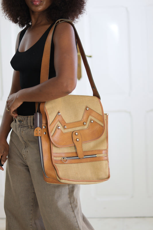 Sacoche vintage en toile de coton