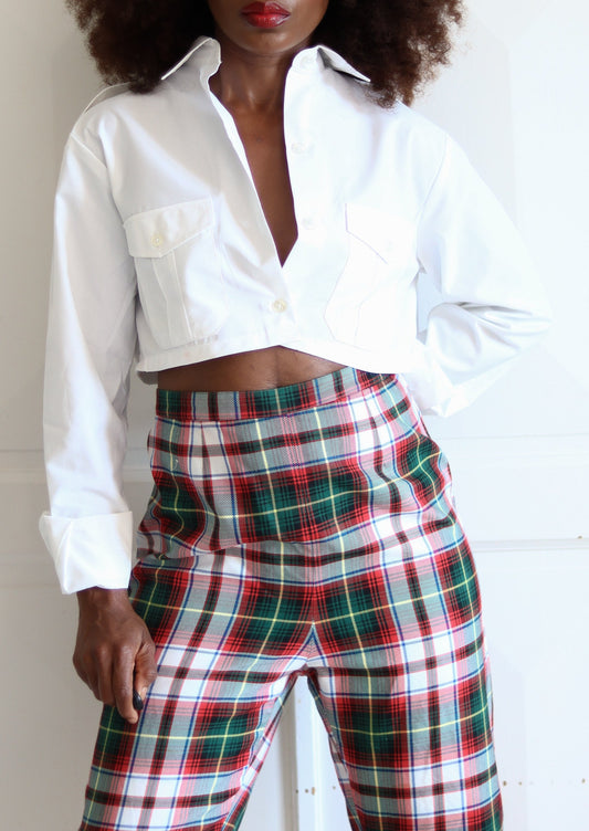 Short vintage à motif carreaux