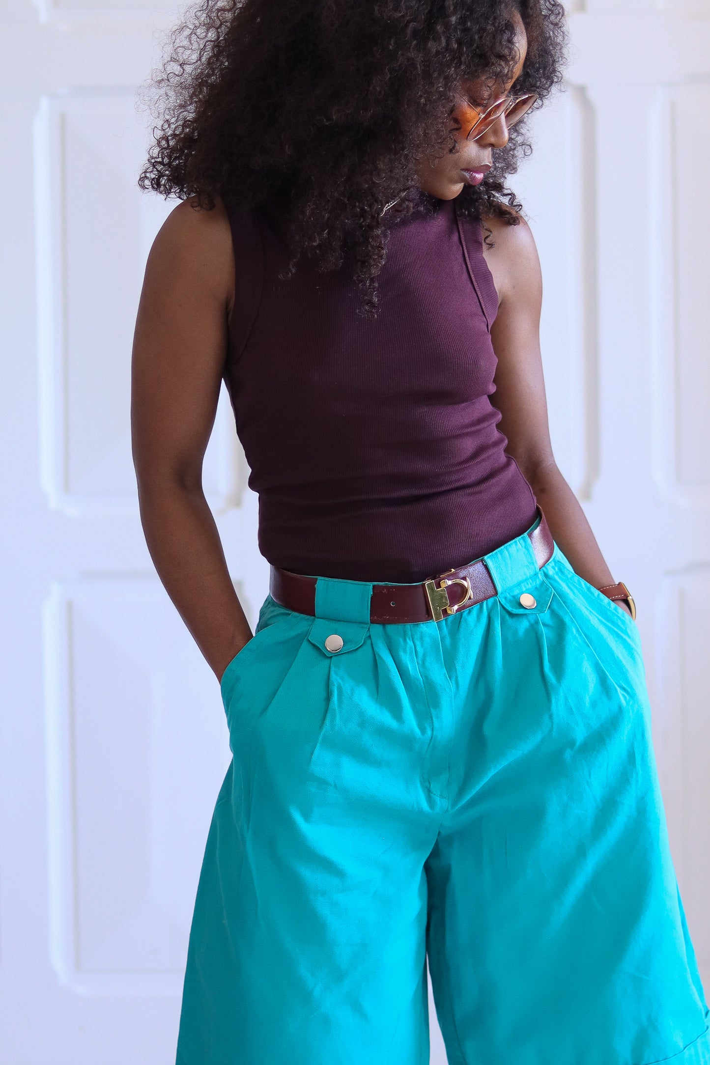 Short vintage vert turquoise