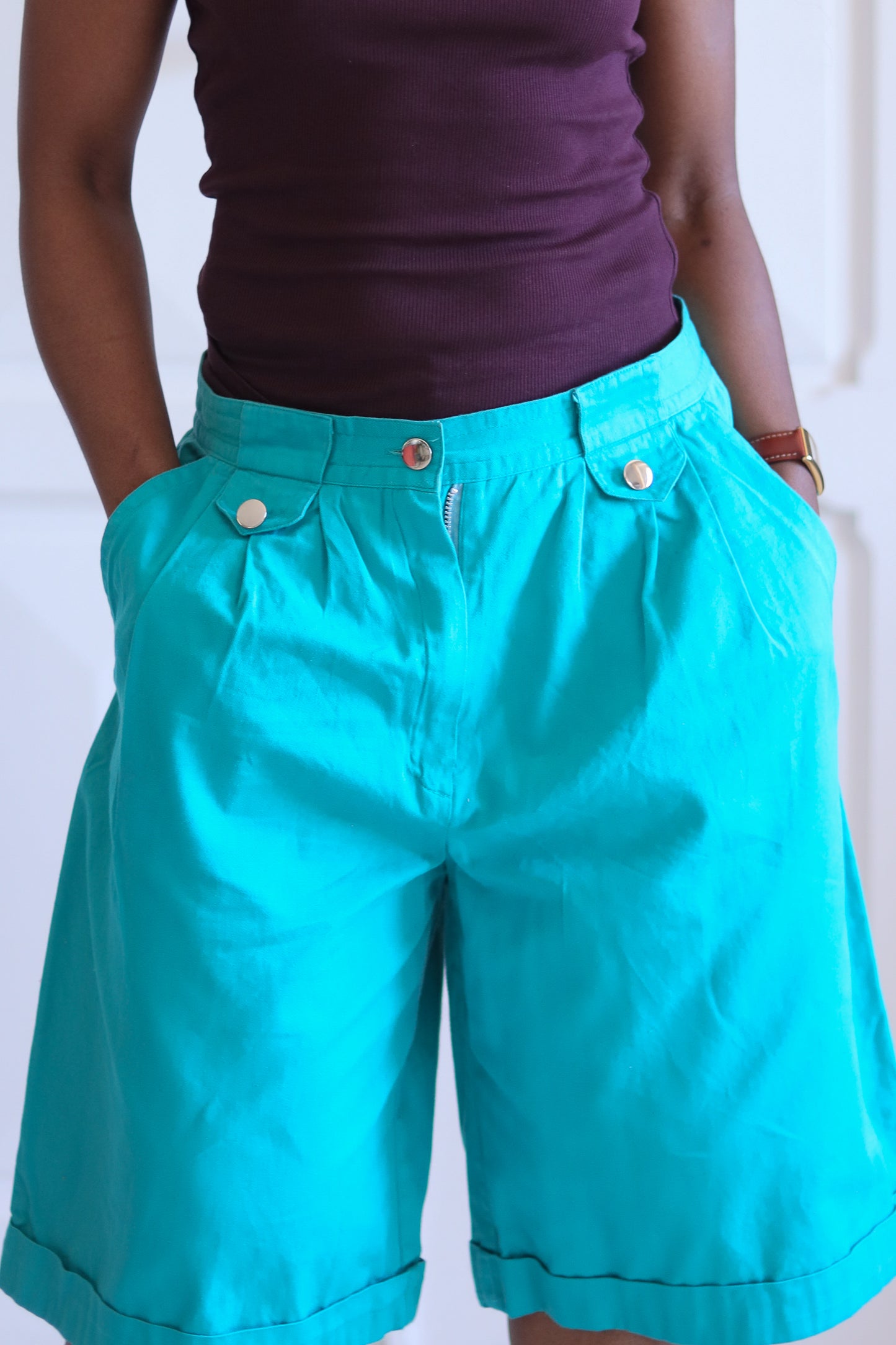Short vintage vert turquoise