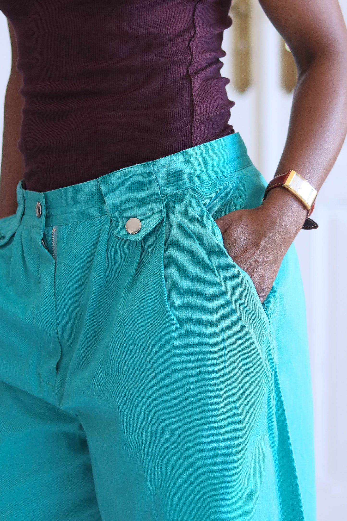 Short vintage vert turquoise