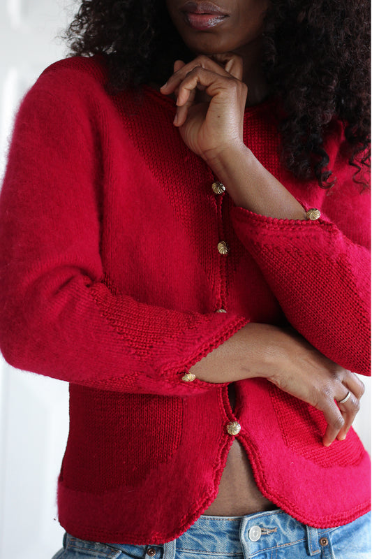 Tricot cardigan vintage en mohair et coton