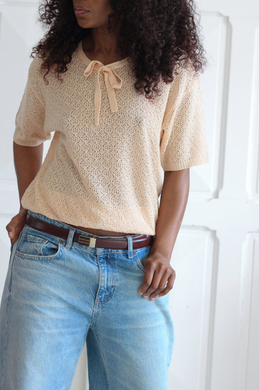 Tricot fait main abricot