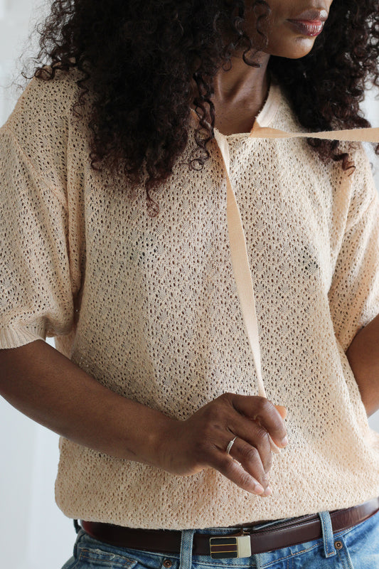 Tricot fait main abricot