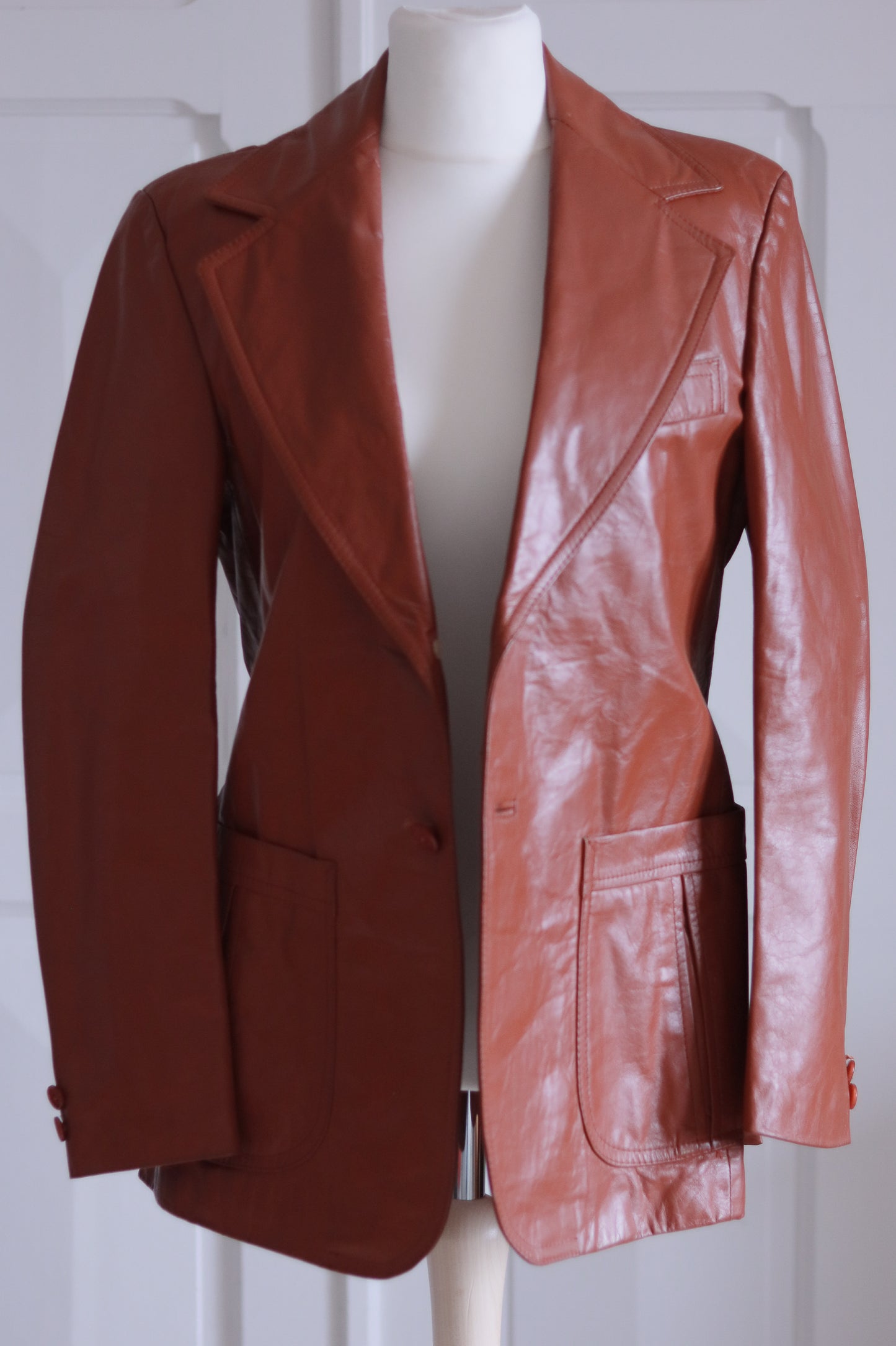 Veste en cuir cognac
