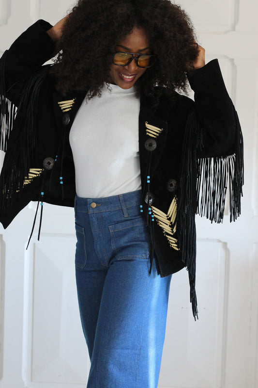 Veste à franges artisanale