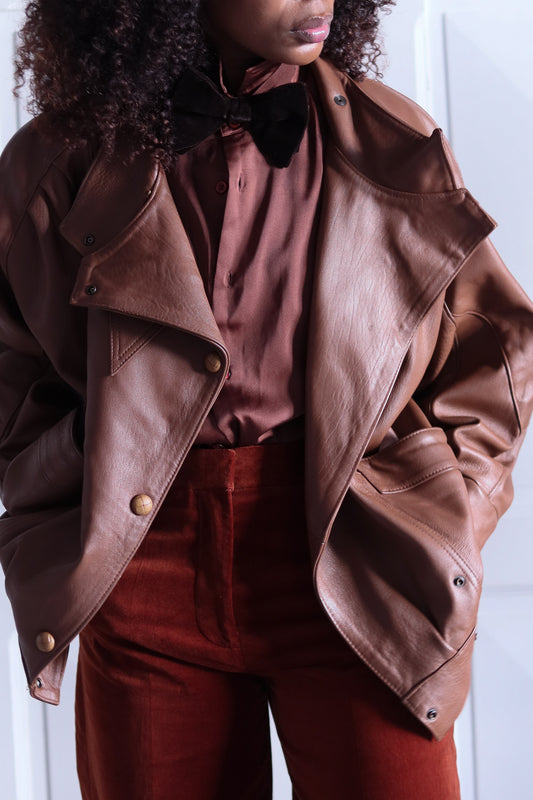 vintage veste en cuir caramel