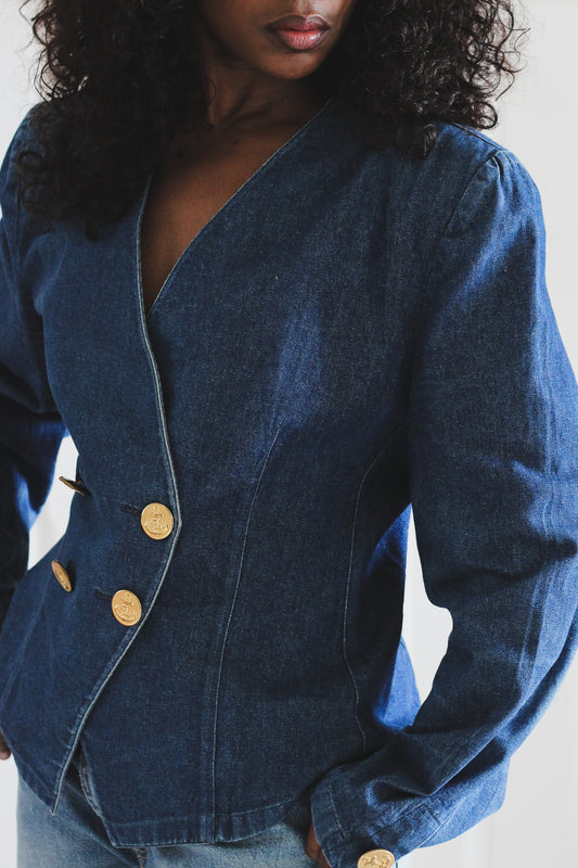 Veste jean manches gigots
