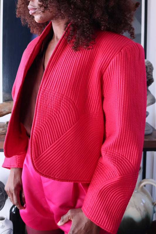 Fait main veste cocktail rose framboise