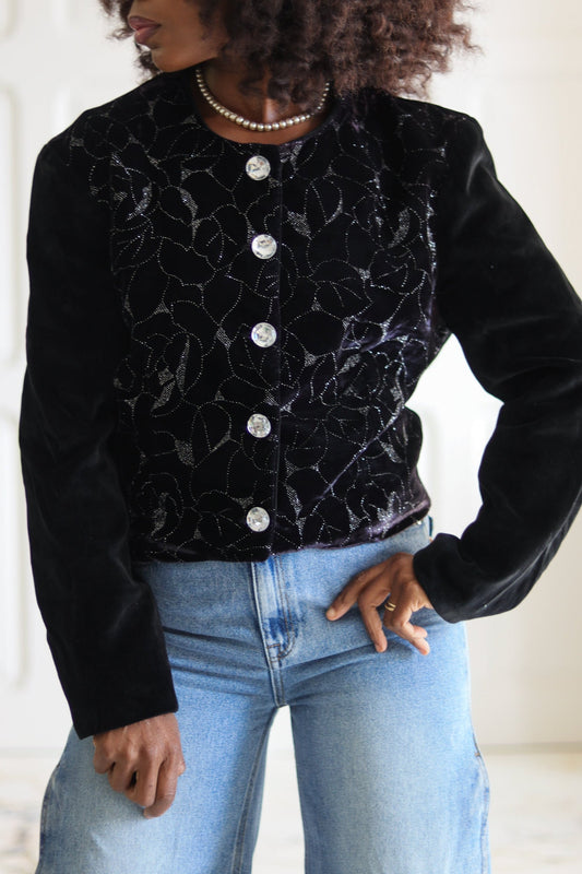 Cousue main veste cocktail en velour