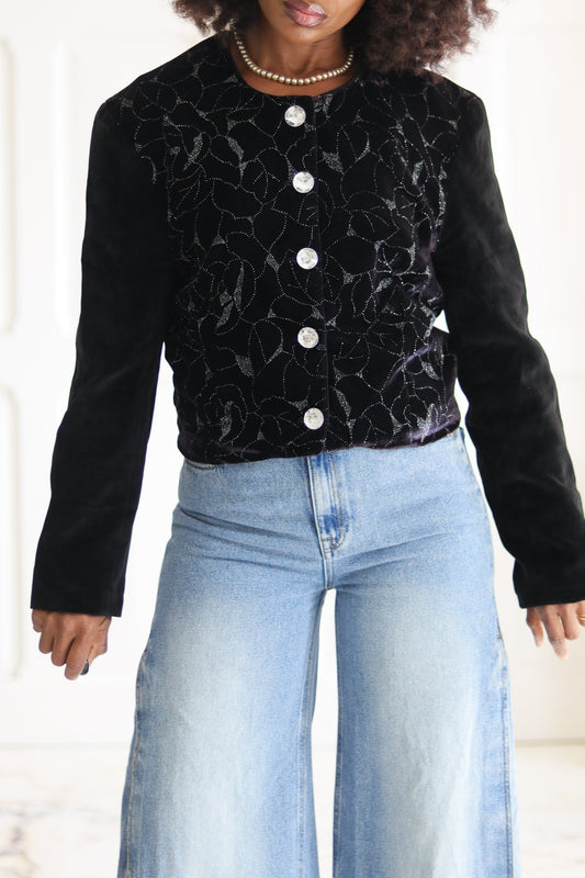 Cousue main veste cocktail en velour