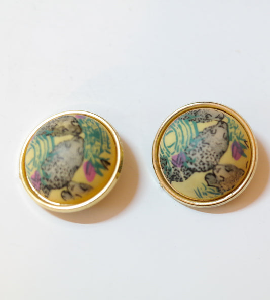 Boucles d'oreilles rondes bombées en tissu