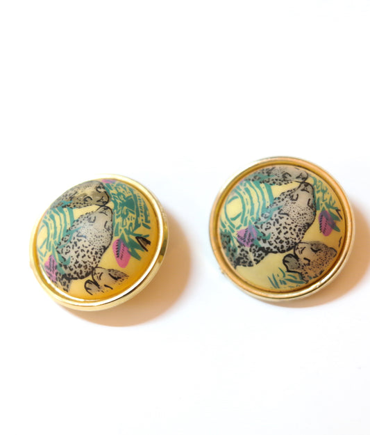 Boucles d'oreilles rondes bombées en tissu