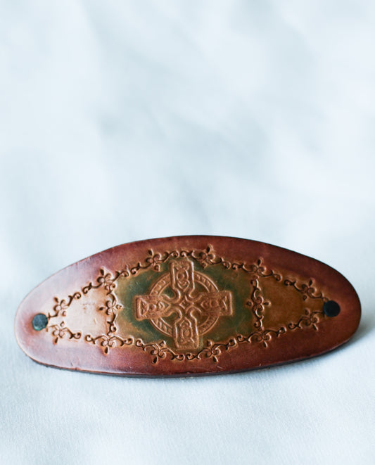 Barrette  vintage en cuir