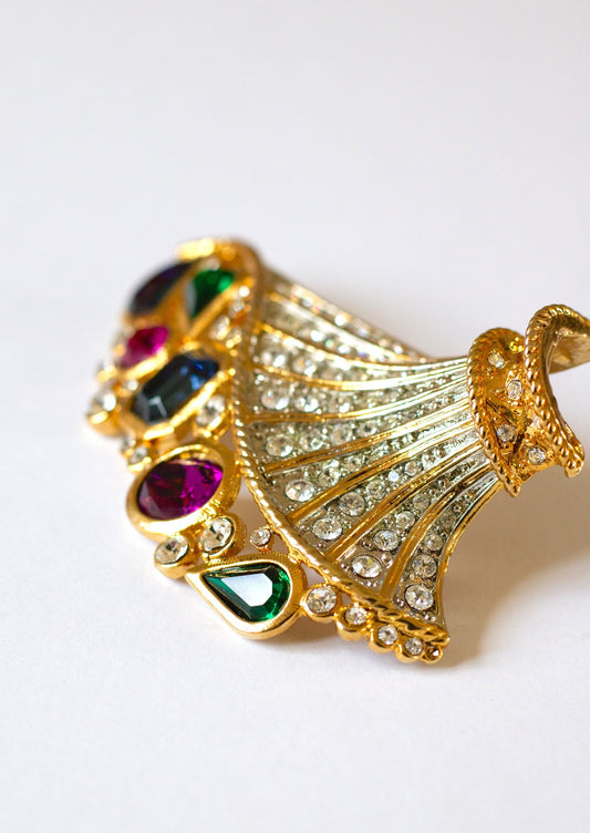 Broche oversize en pierre de cristal