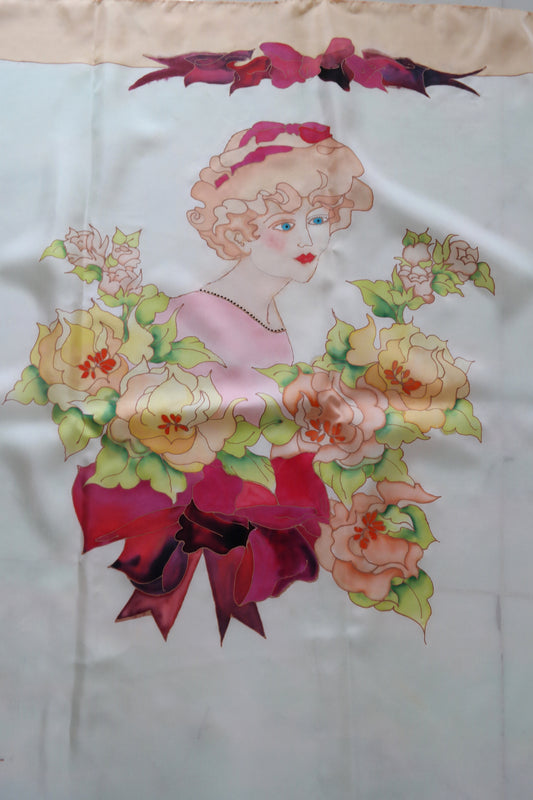 Foulard ancien peint à la main MICHÈLE GUILLOT