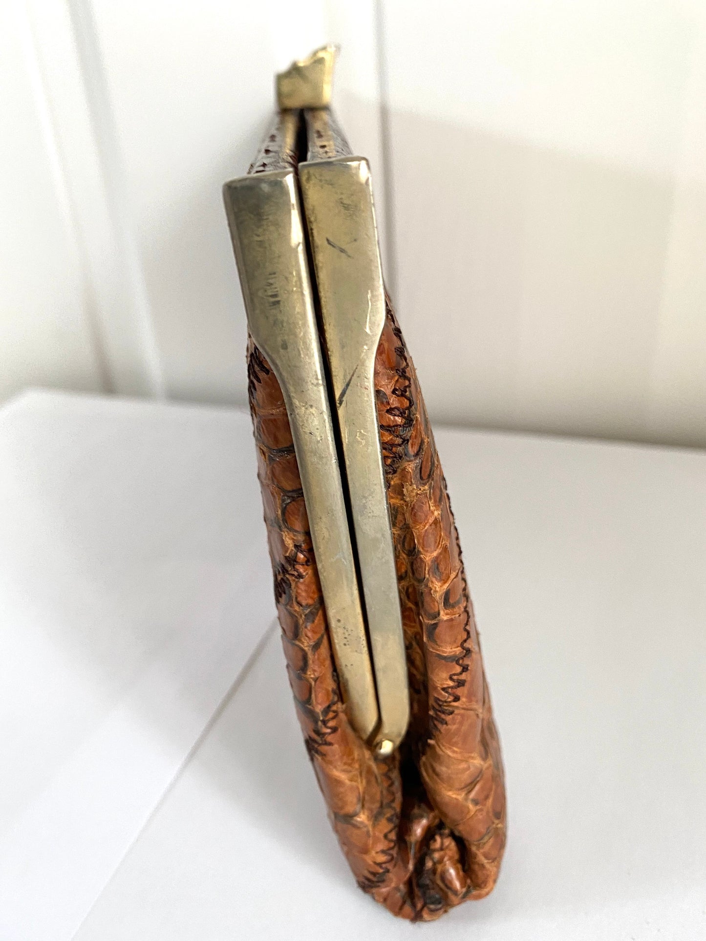 Pochette rétro en cuir reptile