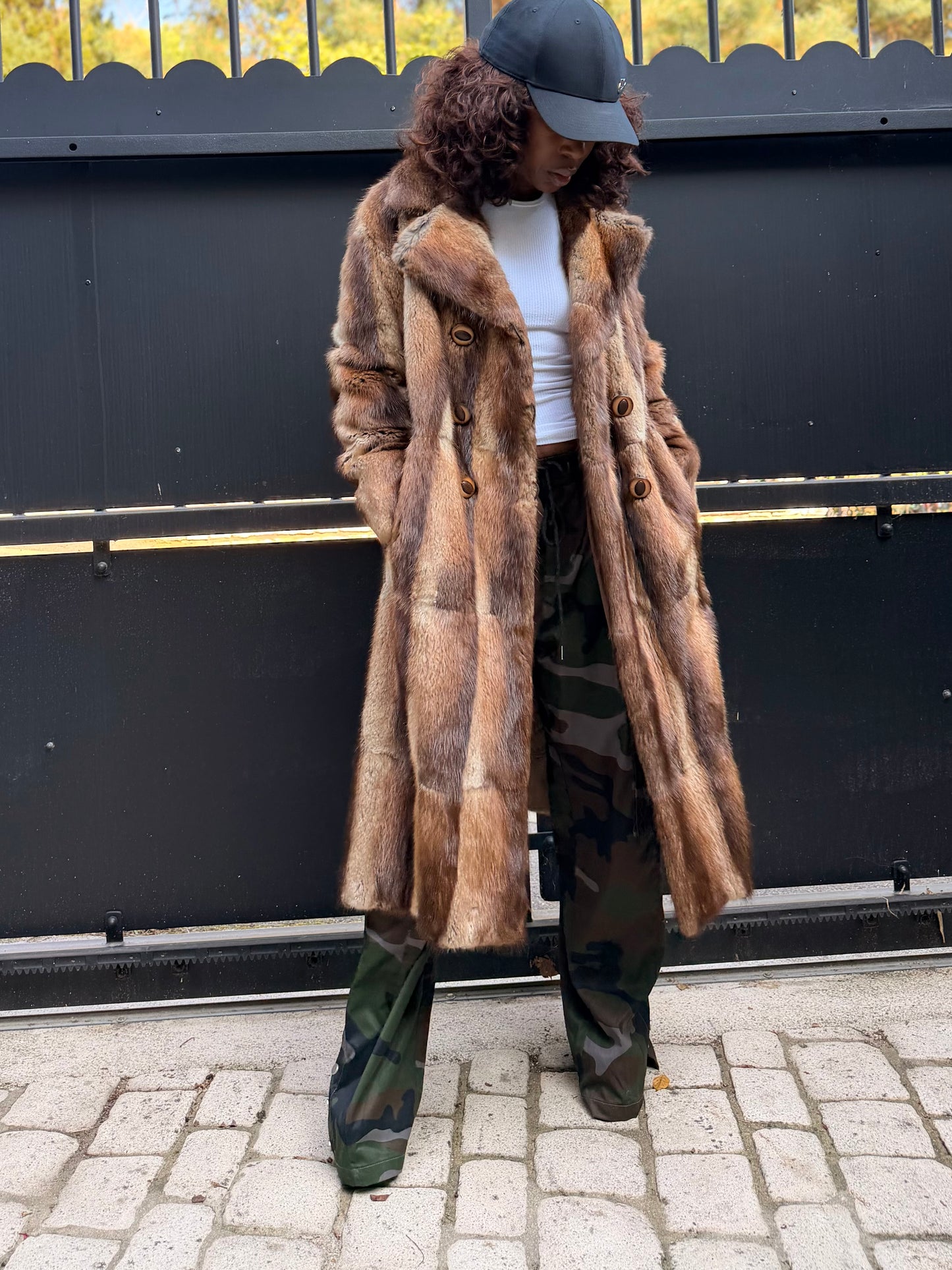 Manteau long vintage en fourrure