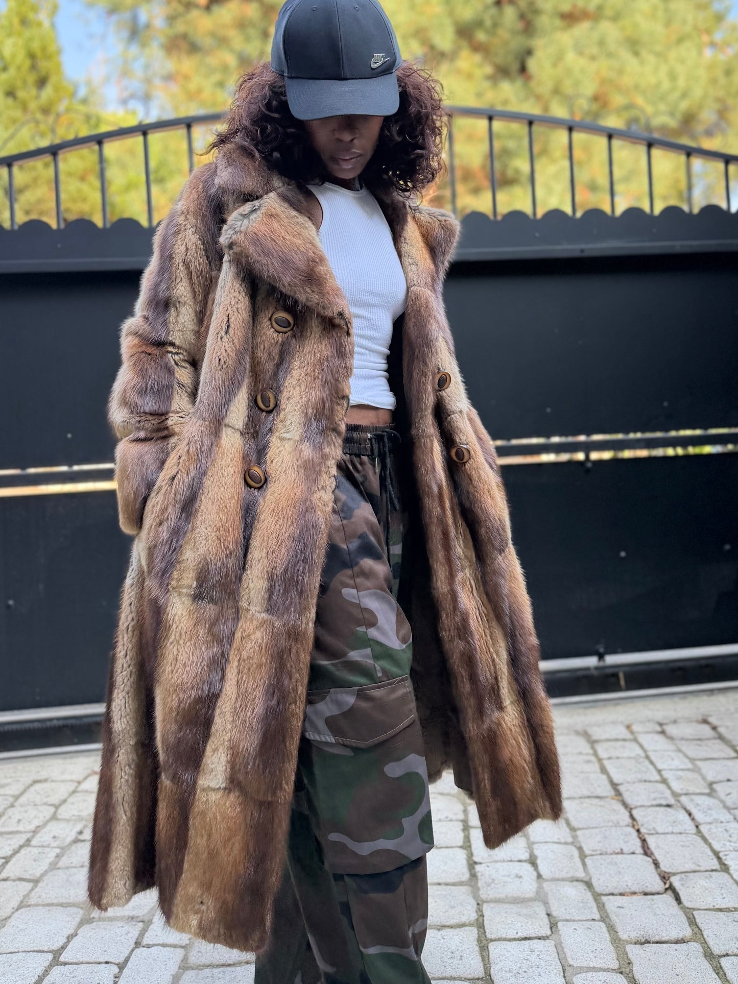 Manteau long vintage en fourrure