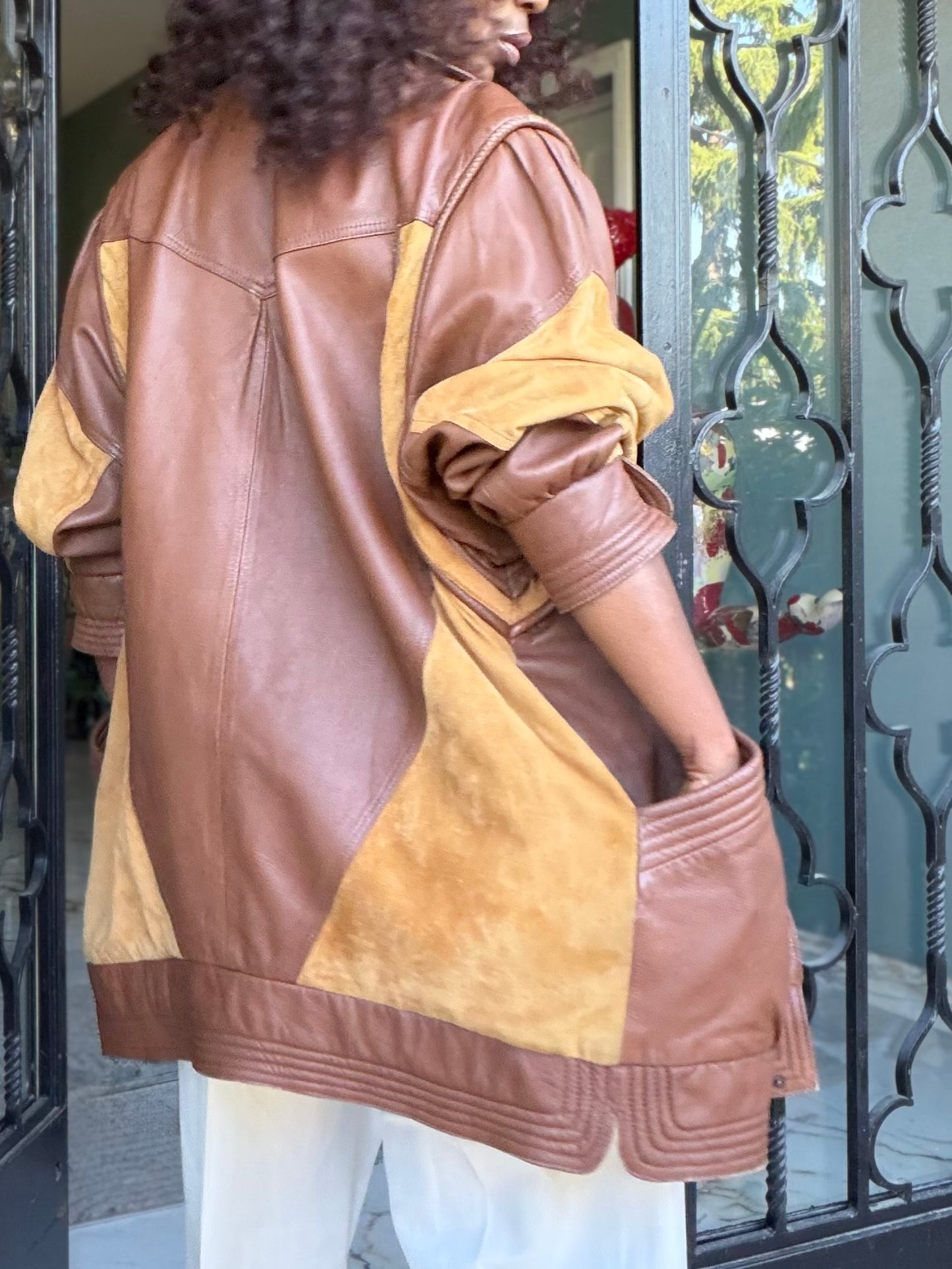 Veste cuir daim vintage années 1980
